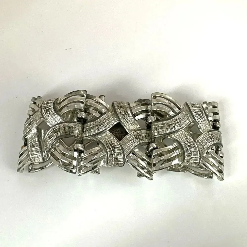 Coro vintage wide ornate silver tone bracelet